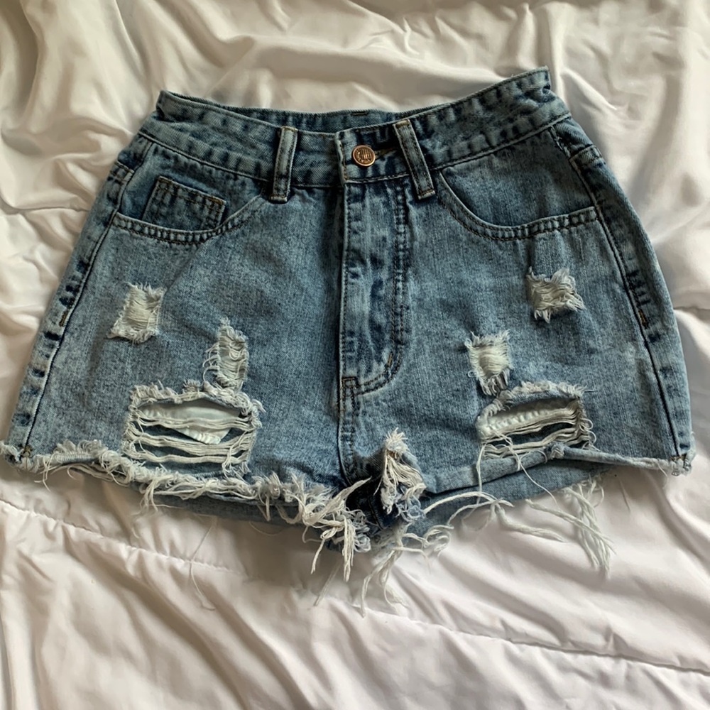 SHEIN Distressed Blue Denim Shorts